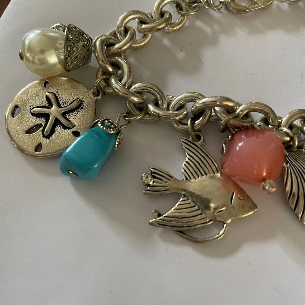 “Charming Silvertone Sea Life Bracelet - Dive into Coastal Delights!” - Picture 3 of 4